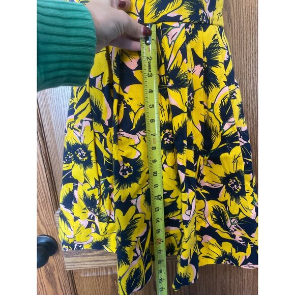 J. Crew Womens Floral Yellow & Black Dress 0P Fit and Flare Vibrant Elegant - Picture 5 of 11
